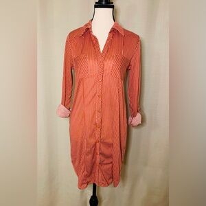 Striped Red Button-Up Dress